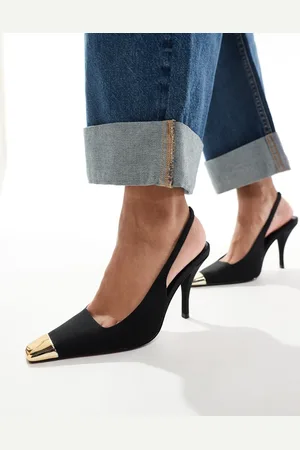 ASOS Zapatos negros destalonados de tacón con detalle en la puntera Proud de