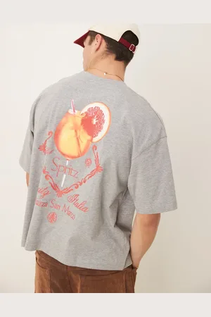 ASOS Camiseta de corte cuadrado extragrande con estampado gráfico de bebidas de