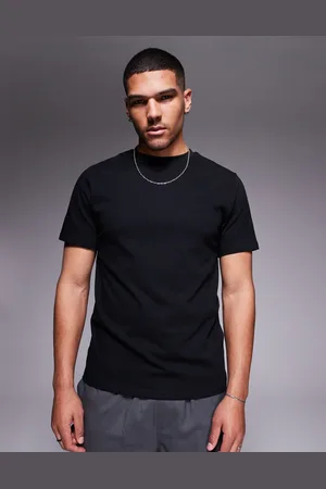 ASOS Camiseta negra con cuello redondo de tejido grueso de 240 g/m² de