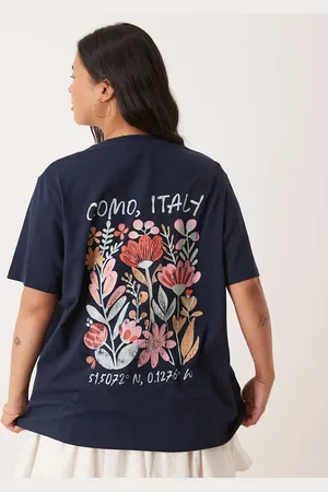 ASOS Camiseta de corte estándar con estampado floral "Como, Italy" de ASOS DESIGN Curve
