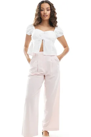 Miss Selfridge Pantalones de sastre rosas de pernera ancha de