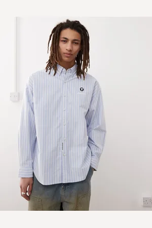 A Bathing Ape Camisa de manga larga a rayas azules de