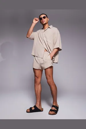 ASOS Pantalones ultracortos color de mezcla de lino de -Marrón