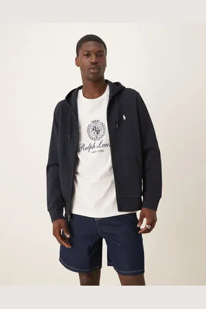 Ralph Lauren Sudadera azul marino con capucha y cremallera de punto doble de