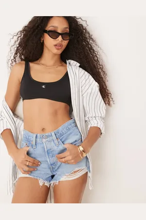 Calvin Klein Bralette de bikini negro con parche del logo de