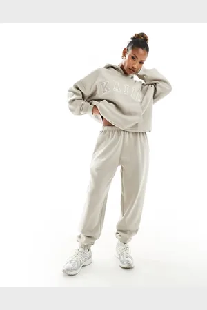 Kaiia Joggers color con bajos ajustados de (parte de un conjunto)-Beis neutro