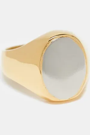 ASOS Anillo y plateado tipo sello ovalado de acero inoxidable resistente al agua de