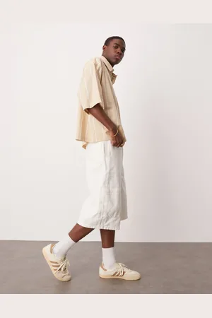 ASOS Pantalones cortos blancos cargo sin cierres de corte alargado de