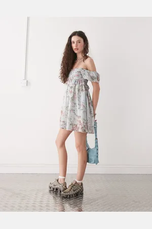Reclaimed Vestido amplio con estampado floral de chifón de