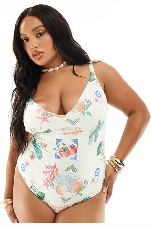 ASOS Bañador con parte delantera de pico y de Curve-Multicolor