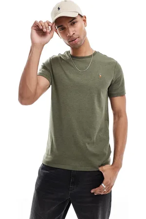 Ralph Lauren Camiseta verde oscuro jaspeado con logo de algodón pima Icon de