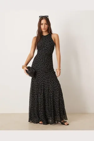 ASOS Vestido largo de corte al bies con espalda de nadadora, y godets en el bajo de -Multicolor