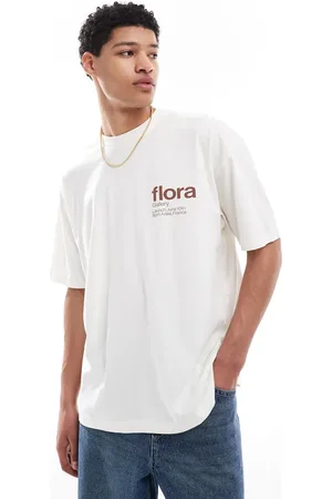 ASOS Camiseta blanco hueso extragrande con estampado gráfico floral de