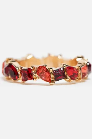 ASOS Anillo con cristales en tonos rojos de
