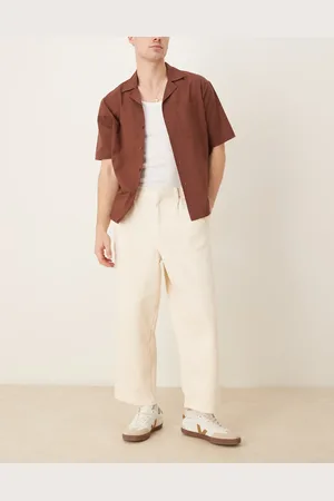 ASOS Pantalones color de corte globo con trabillas para cinturón de -Verde