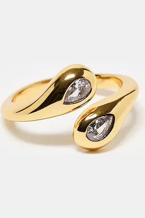 Accessorize Anillo cruzado regulable con cristales chapado en oro de la colección Z de