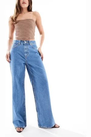 ASOS Vaqueros dad azul pulcro de pernera ancha de -Sin color