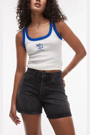 Topshop Pantalones cortos vaqueros negro lavado Editor de