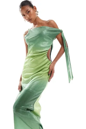 ASOS Vestido midi verde degradado con detalle retorcido y colgante de lentejuelas de -Multicolor
