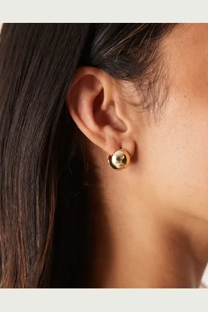 DesignB London Pendientes de botón dorados con diseño abombado de