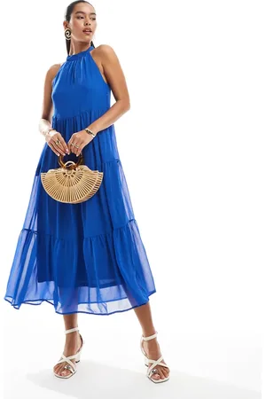 ONLY Vestido largo escalonado con cuello halter de