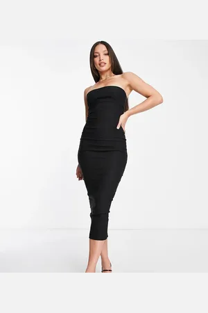 Vesper Vestido midi con escote palabra de honor de bengalina de