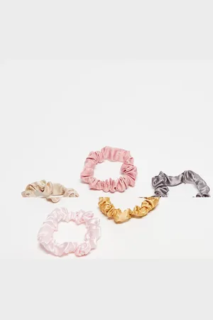 DesignB London Pack de 5 coleteros abullonados pequeños en tonos pastel fruncidos de