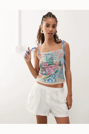 Reclaimed Top de tirantes con lazos y estampado artístico con licencia de Matisse de