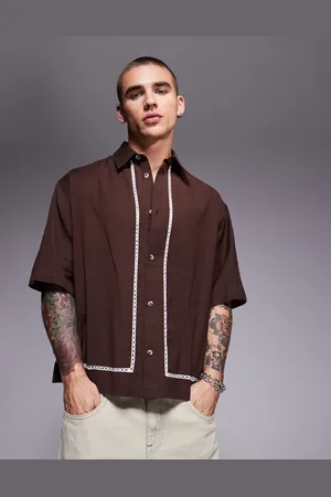 ASOS Camisa de corte cuadrado extragrande con detalle de croché de