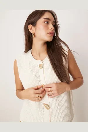 ASOS Chaleco de corte cuadrado con botones de conchas variadas de punto de