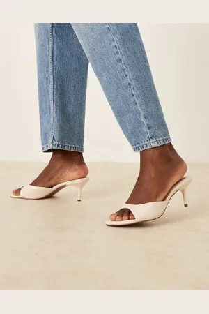 ASOS Mules blanco hueso de tacón medio de cuero Hush de -Amarillo