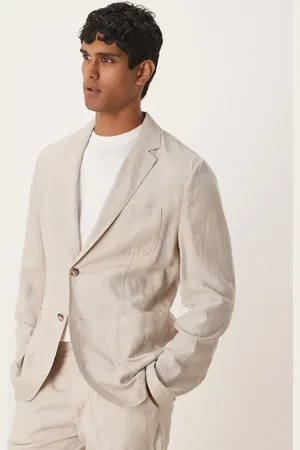 MANGO Americana claro de corte slim de mezcla de lino de (parte de un conjunto)-Neutro