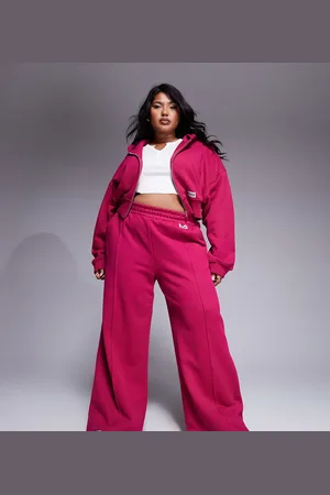 ASOS Joggers rosado de pernera recta con nervio de tejido grueso de Weekend Collective Curve (parte de un conjunto)-Rojo