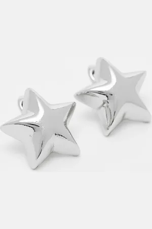 Reclaimed Pendientes plateados unisex con diseño de estrella de