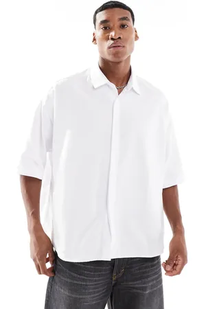 ASOS Camisa Oxford blanca minimalista de corte cuadrado extragrande voluminoso de -Beis neutro