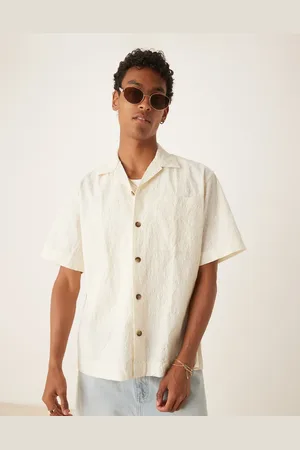 SELECTED Camisa color crema con patrón texturizado de -Blanco