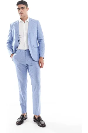 JACK & JONES Pantalones de traje azules de mezcla de lino de Premium