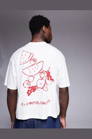 ASOS Camiseta blanco hueso de corte cuadrado extragrande con estampado gráfico veraniego de