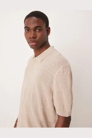 ASOS Polo beis de corte cuadrado holgado de punto de -Neutro