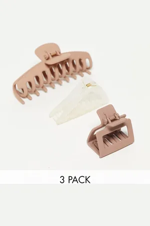 KITSCH Pack de 3 pinzas de garra extragrandes con diseños variados de -Marrón