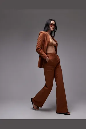 MANGO Pantalones de sastre naranja tostado de pernera recta de (parte de un conjunto)