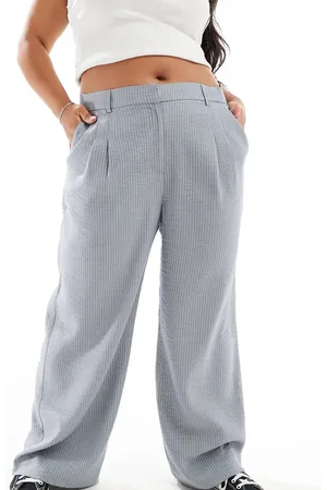 COLLUSION Pantalones a rayas de pernera ancha holgada de tejido liso de Plus-Multicolor