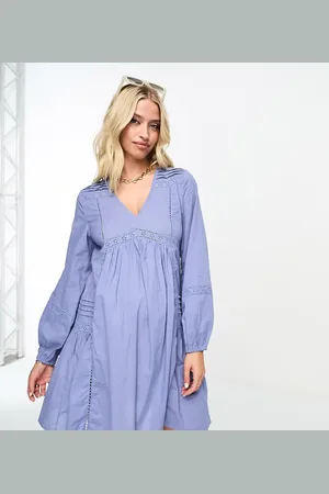 ASOS Vestido corto cómodo con detalle de insertos de encaje de ASOS DESIGN Maternity