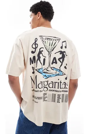 ASOS Camiseta beis extragrande con estampado gráfico "Margarita" de -Neutro