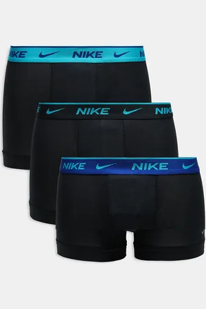 Nike Pack de 3 calzoncillos negros con cinturillas azules Everyday Cotton Stretch de