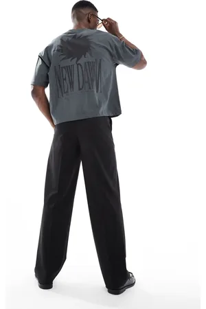 ASOS Camiseta gris carbón de corte cuadrado extragrande con estampado gráfico cósmico de