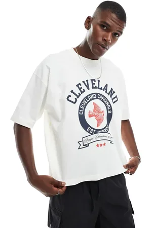 ASOS Camiseta blanco hueso de corte cuadrado extragrande con estampado gráfico universitario de