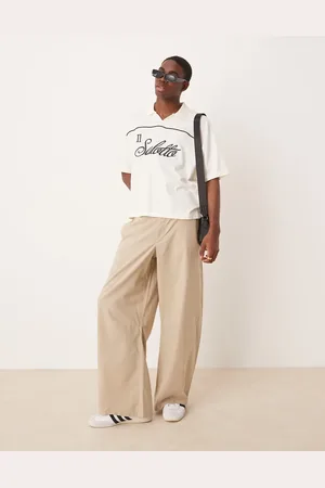 ASOS Pantalones color de corte herradura con detalle retorcido de tejido grueso de -Verde