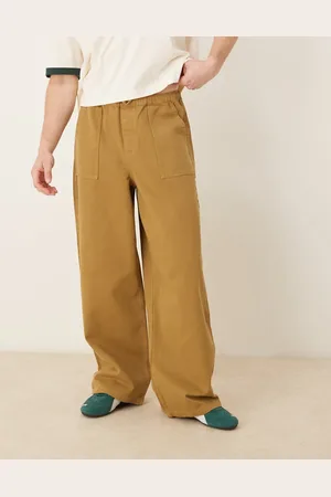ASOS Pantalones tostados muy holgados de estilo worker sin cierres con pinzas de -Marrón