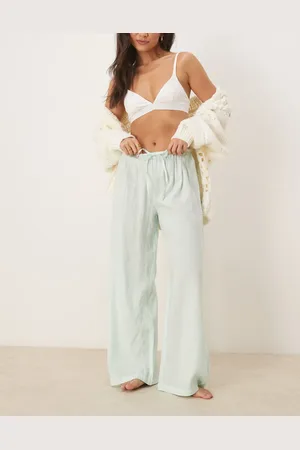Luna Pantalones de pijama menta a rayas extragrandes de
